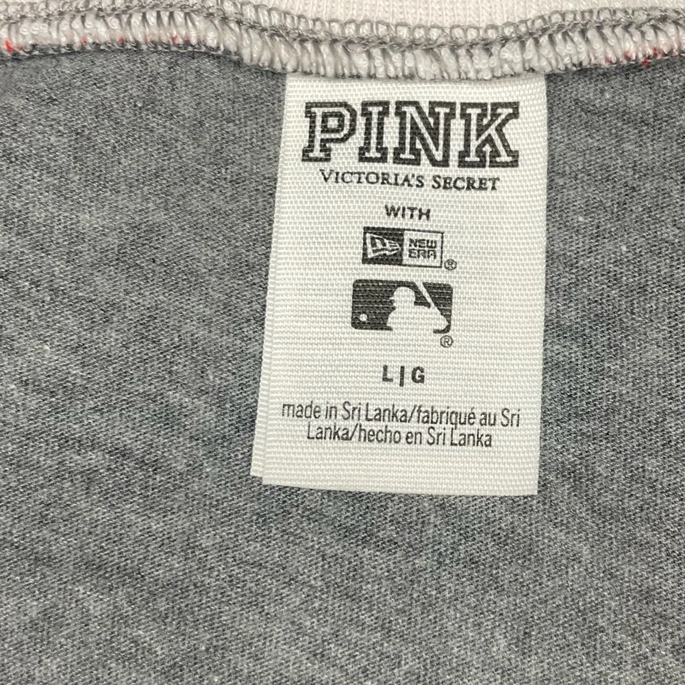 Anaheim Angels Victoria Secret PINK Ringer V-neck Sequins Gray T-shirt - Picture 4 of 6